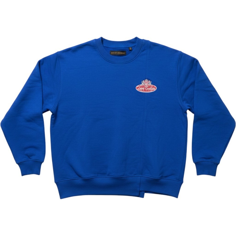 Deus Ex Machina Singer Crew Sweatshirt Royal Blue Asymmetrical Hem Mens Medium